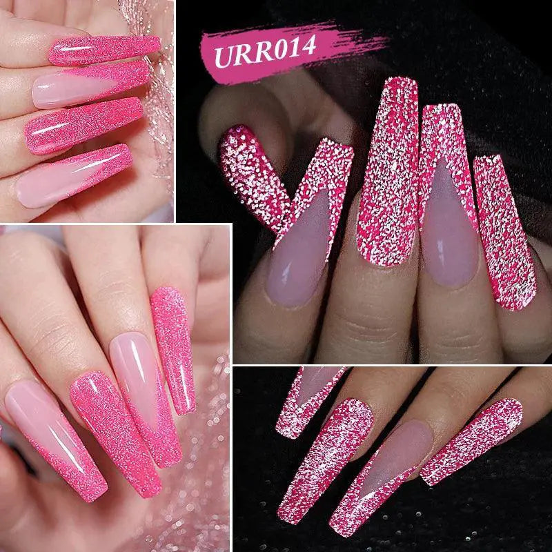Shiny Pink Red Gel Nail Polish Reflective Lasting Glamour