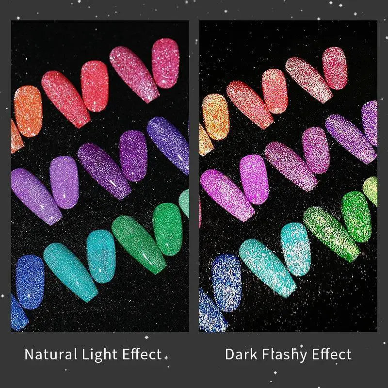 Shiny Pink Red Gel Nail Polish Reflective Lasting Glamour