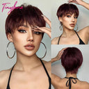 Short Dark Brown Pixie Wig Stylish Layered Hairpiece