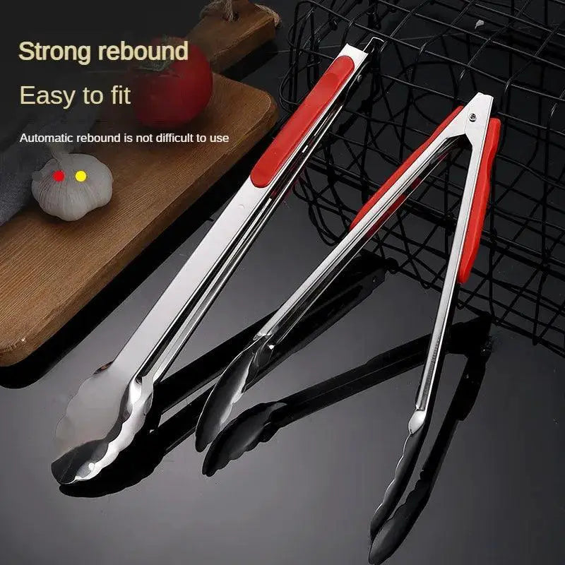 Silicone BBQ Tongs With Stainless Steel Grip For Grilling