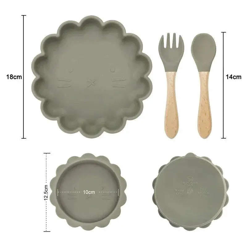 Silicone Kawaii Animal Plates And Bowls Set For Toddlers