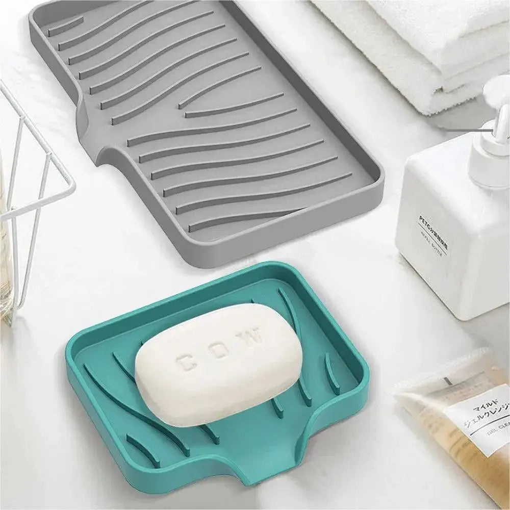 Silicone Soap Tray Flexible Anti Slip Sink Organizer