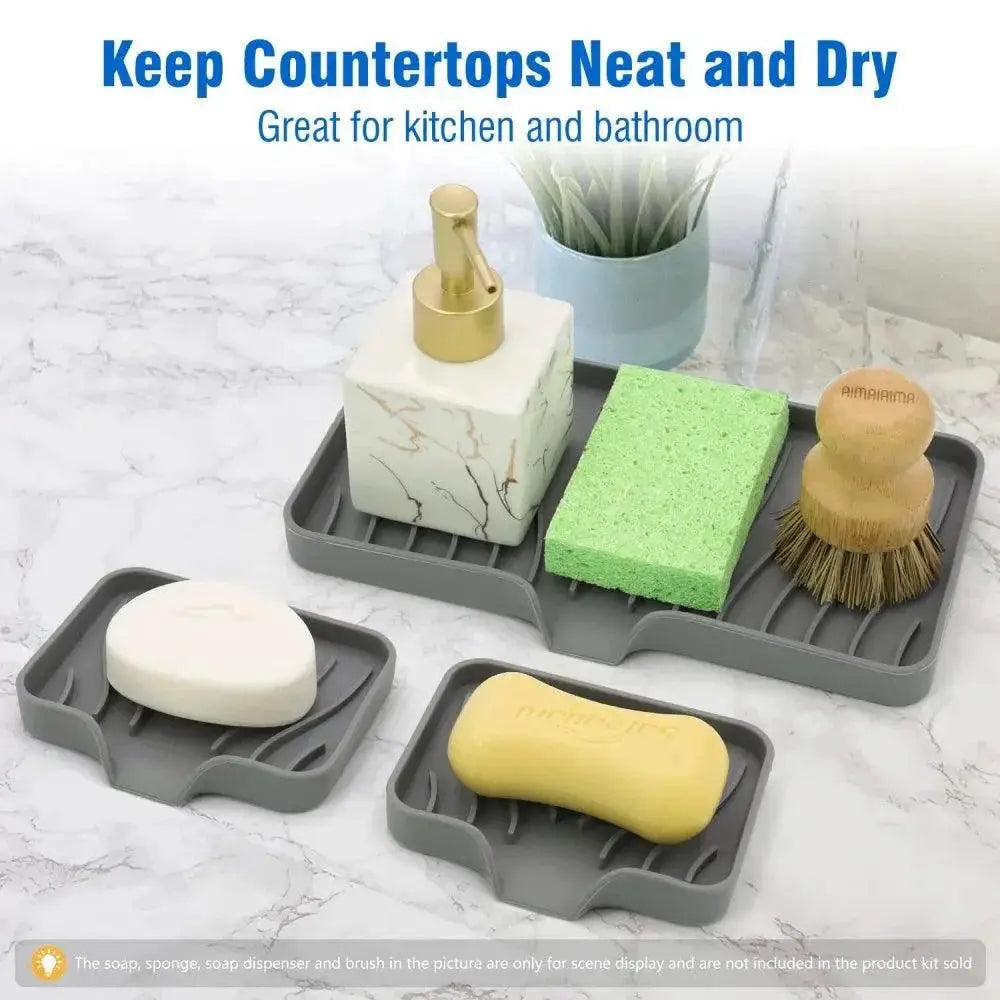 Silicone Soap Tray Flexible Anti Slip Sink Organizer