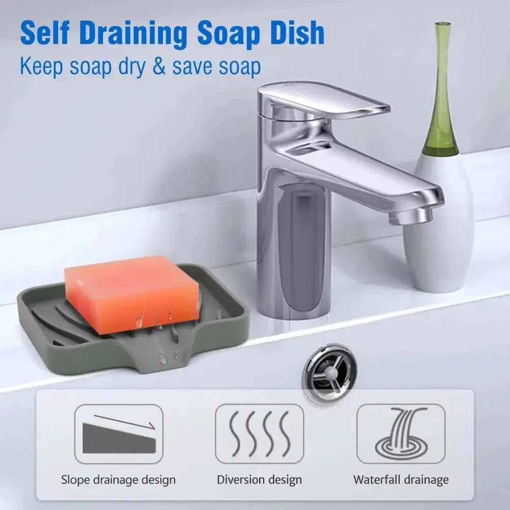 Silicone Soap Tray Flexible Anti Slip Sink Organizer