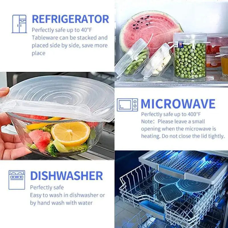 Silicone Stretch Lids Reusable Airtight Food Covers