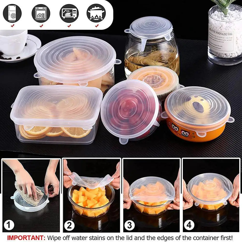 Silicone Stretch Lids Reusable Food Covers Eco Friendly