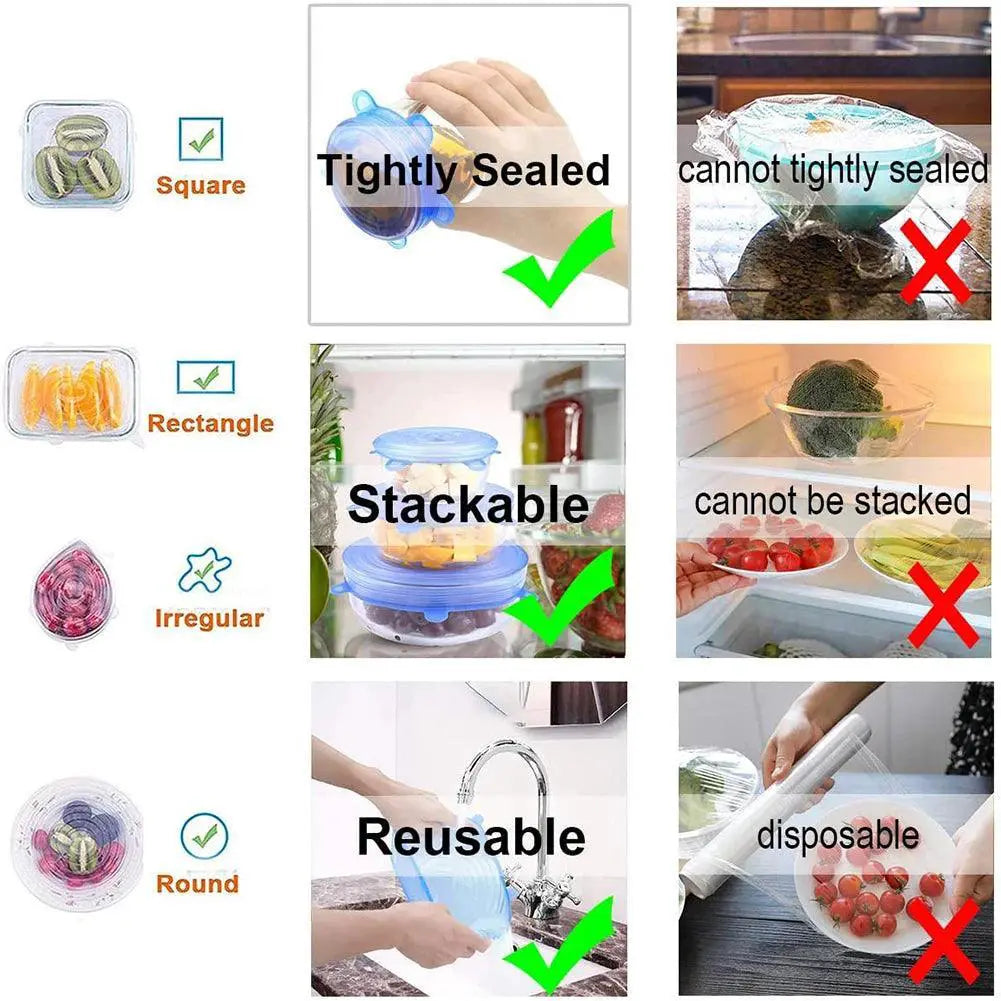 Silicone Stretch Lids Reusable Food Covers Eco Friendly