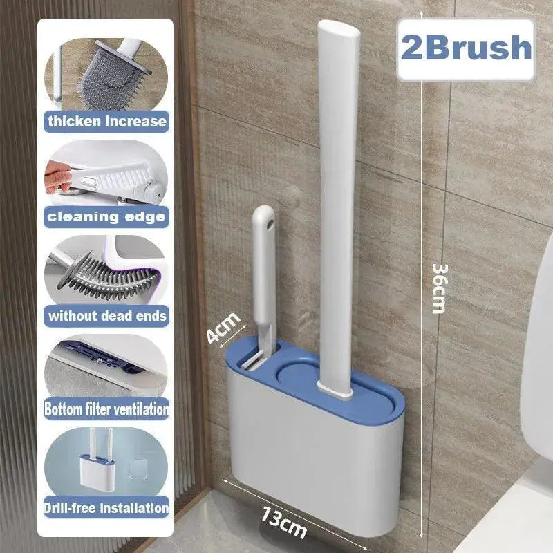 Silicone Toilet Brush Set With Holder For Easy WC Cleaning