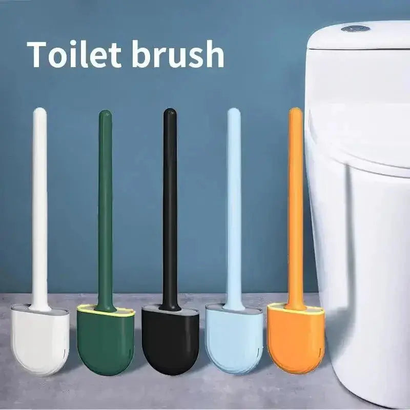 Silicone Toilet Brush Set With Holder For Easy WC Cleaning
