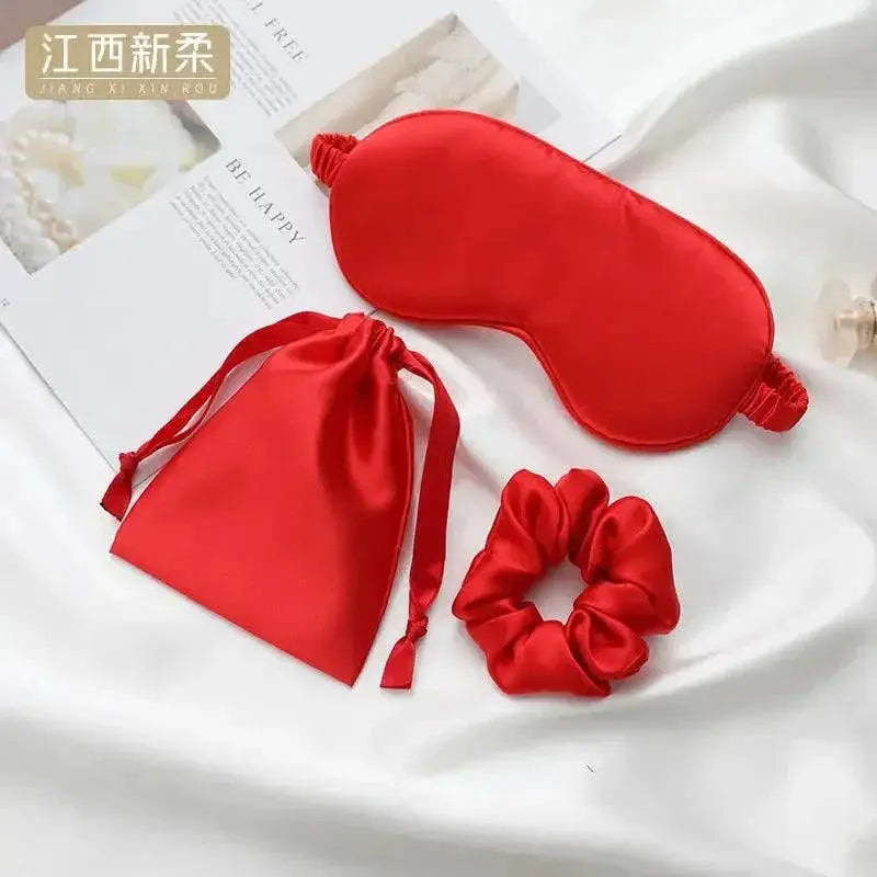 Silk Sleep Mask Set With Hair Accessories For Beauty Sleep