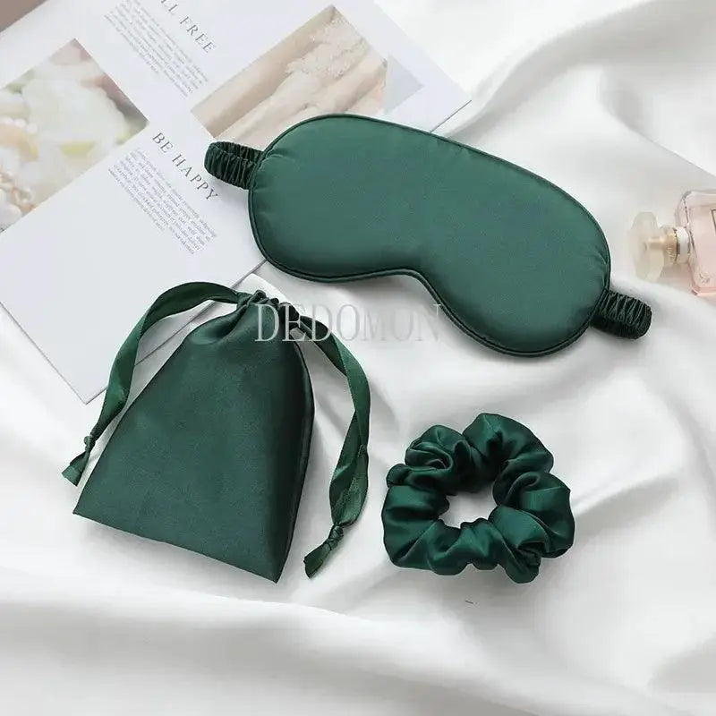 Silk Sleep Mask Set With Hair Accessories For Beauty Sleep