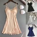 Silk Suspender Nightdress Elegant V-Neck Lace Robe Set