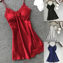 Silk Suspender Nightdress Elegant V-Neck Lace Robe Set