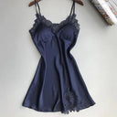 Silk Suspender Nightdress Elegant V-Neck Lace Robe Set