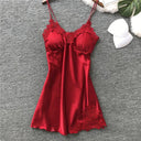 Silk Suspender Nightdress Elegant V-Neck Lace Robe Set