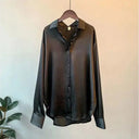 Silk Vintage Blouse Sophisticated Sheer Top for Women