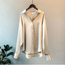 Silk Vintage Blouse Sophisticated Sheer Top for Women