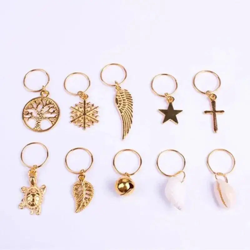 Silver Hair Rings Set For Braids Dreadlocks Extensions