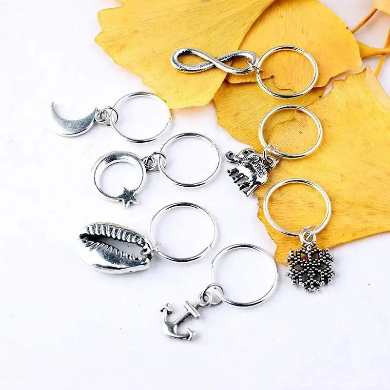 Silver Hair Rings Set For Braids Dreadlocks Extensions