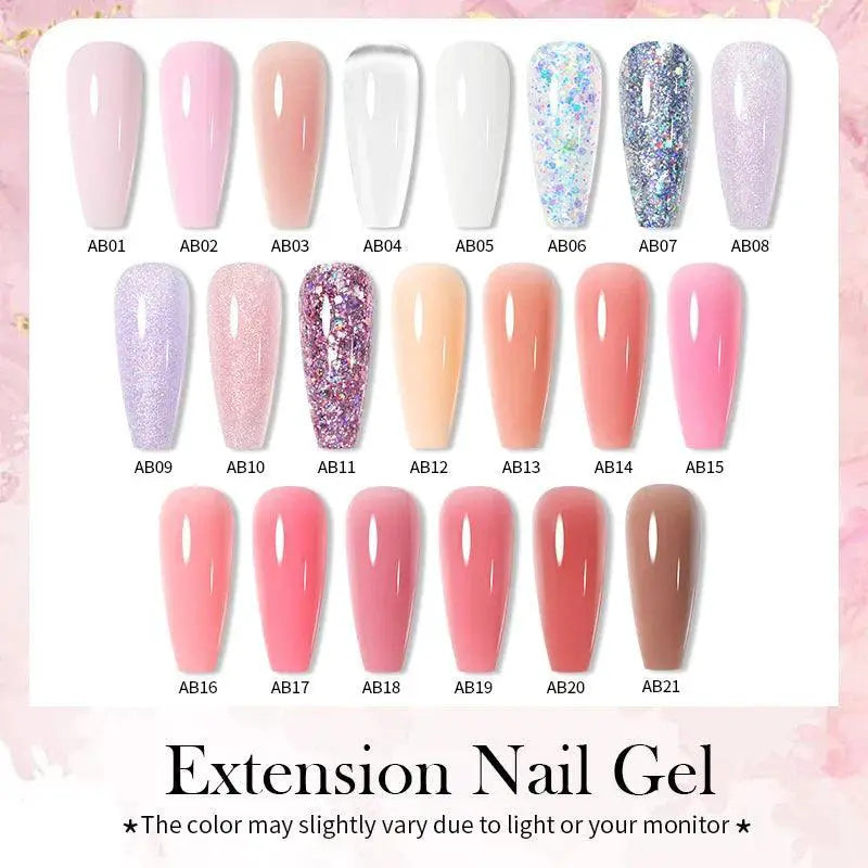 Silver Pink Gel Nail Kit With Acrylic Extension Sparkle