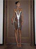 Silver Sparkle Off Shoulder Mini Dress Stylish Elegance