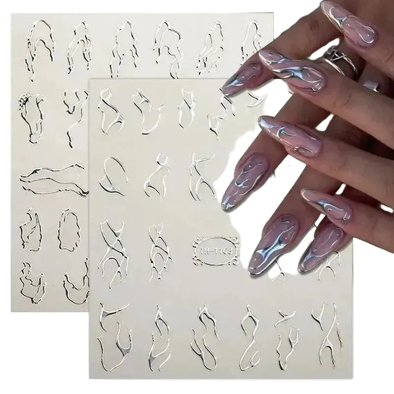 Silver Tribal Nail Art Sticker Set Elevate Your Style — product view 1