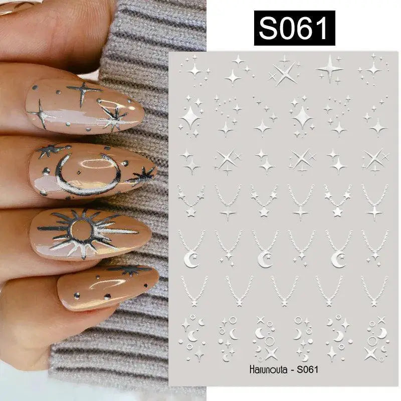 Silver Tribal 3D Nail Art Sticker Set Elevate Your Style