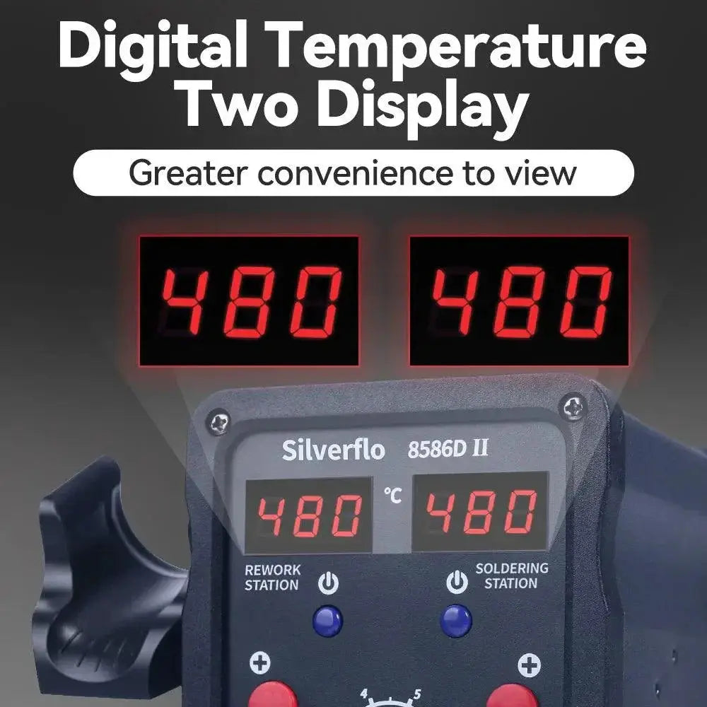 Silverflo Soldering Station 2 in 1 Hot Air Gun Dual Displays