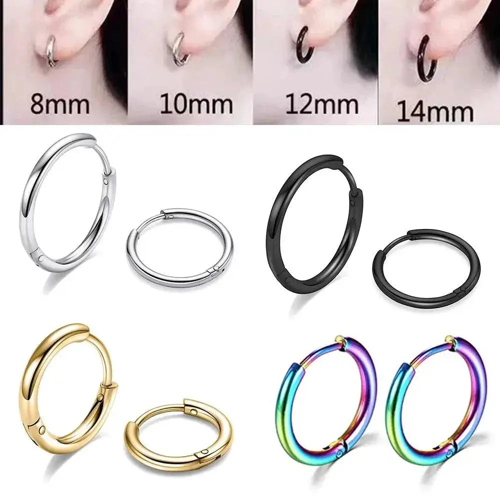 Simple Stainless Steel Hoop Earrings For Cartilage Piercings