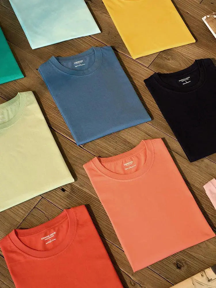SIMWOOD White Cotton T Shirt Classic Casual O Neck Tops