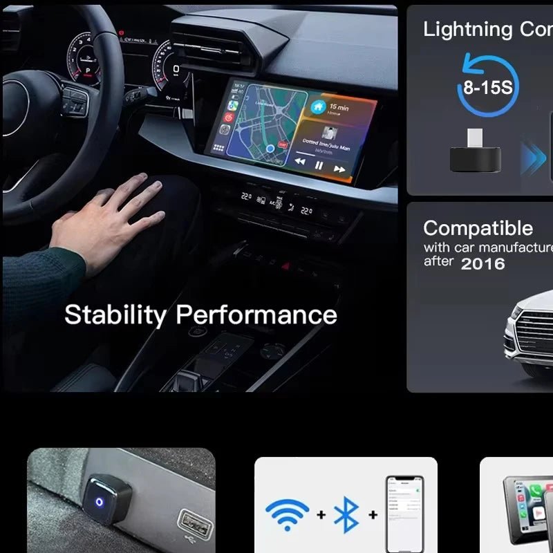 Skilldrive 2025 Ultra Mini Wireless CarPlay Adapter - Wireless CarPlay Upgrade AI