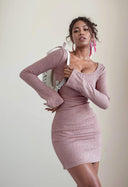 Skinny Hip Bell-Sleeve Dress Flared Sleeve Elegance Style