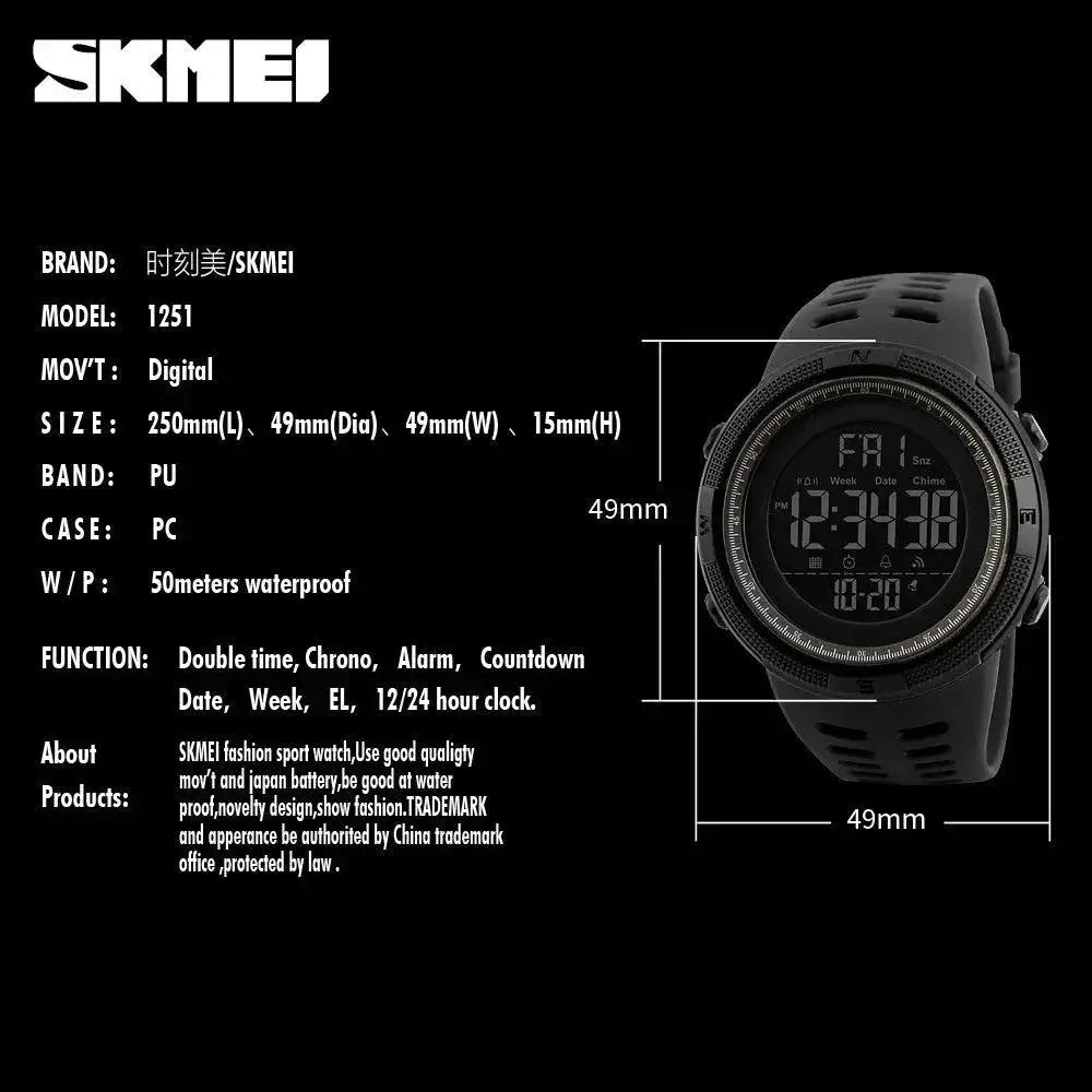 Skmei Men's Waterproof Sports Chronograph Watch Timepiece
