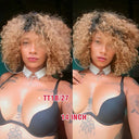 Sleek Afro Kinky Curly Ombre Human Hair Wig With Bangs