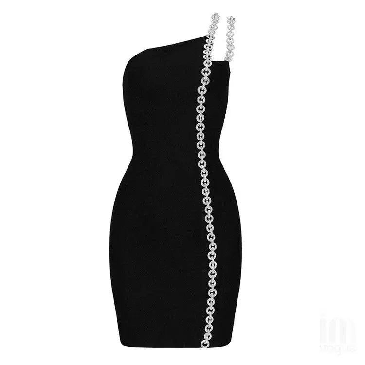 Sleek Black Shoulder Strap Dress for Summer Elegance
