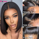 Sleek Straight Bob Lace Front Wig 100 Percent Remy Hair