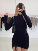 Sleek Turtleneck Bodycon Dress Elegant Statement Outfit