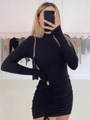Sleek Turtleneck Bodycon Dress Elegant Statement Outfit