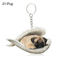 Sleeping Angel Dog Cat Keychain Charming Pet Jewelry Gift