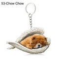 Sleeping Angel Dog Cat Keychain Charming Pet Jewelry Gift