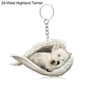 Sleeping Angel Dog Cat Keychain Charming Pet Jewelry Gift