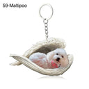 Sleeping Angel Dog Cat Keychain Charming Pet Jewelry Gift