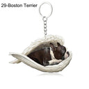 Sleeping Angel Dog Cat Keychain Charming Pet Jewelry Gift