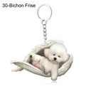 Sleeping Angel Dog Cat Keychain Charming Pet Jewelry Gift