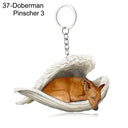 Sleeping Angel Dog Cat Keychain Charming Pet Jewelry Gift