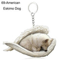 Sleeping Angel Dog Cat Keychain Charming Pet Jewelry Gift