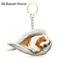 Sleeping Angel Dog Cat Keychain Charming Pet Jewelry Gift