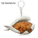 Sleeping Angel Dog Cat Keychain Charming Pet Jewelry Gift