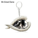 Sleeping Angel Dog Cat Keychain Charming Pet Jewelry Gift