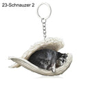 Sleeping Angel Dog Cat Keychain Charming Pet Jewelry Gift